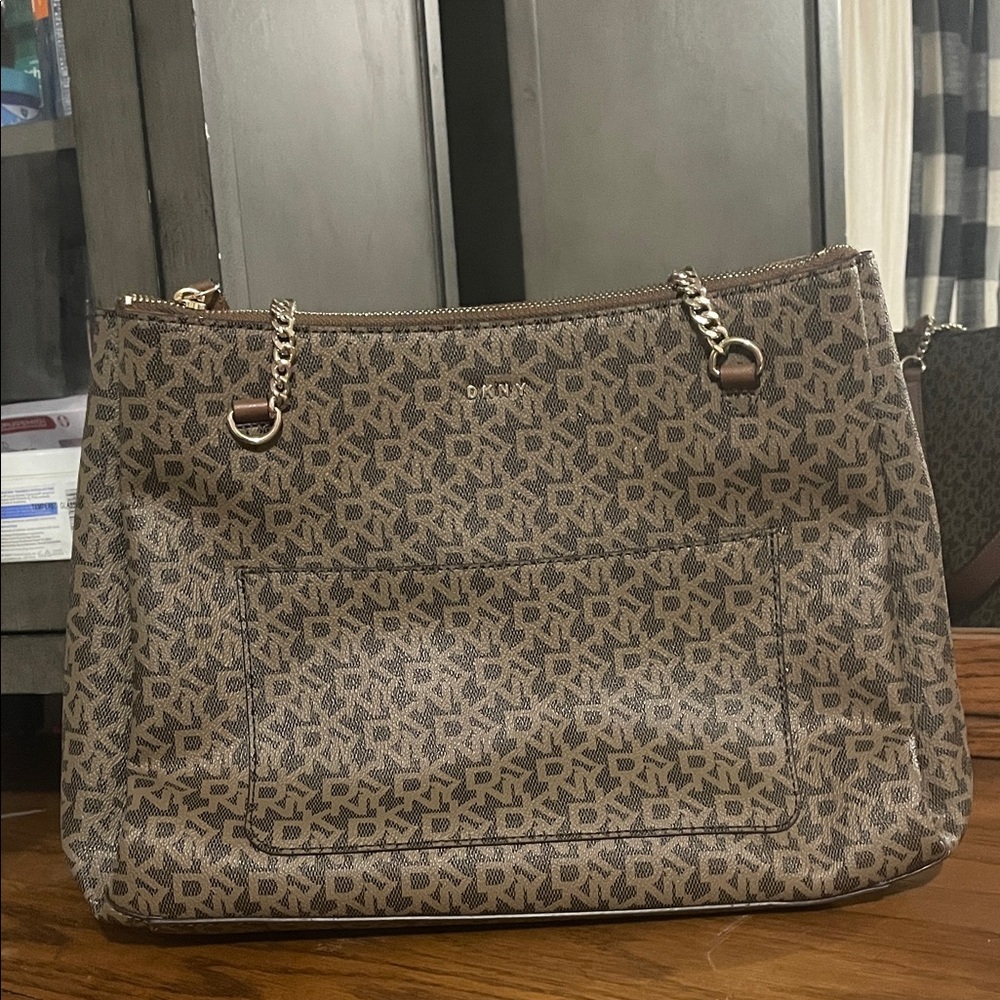 Dkny Tan Patterned Shoulder Bag - image 1